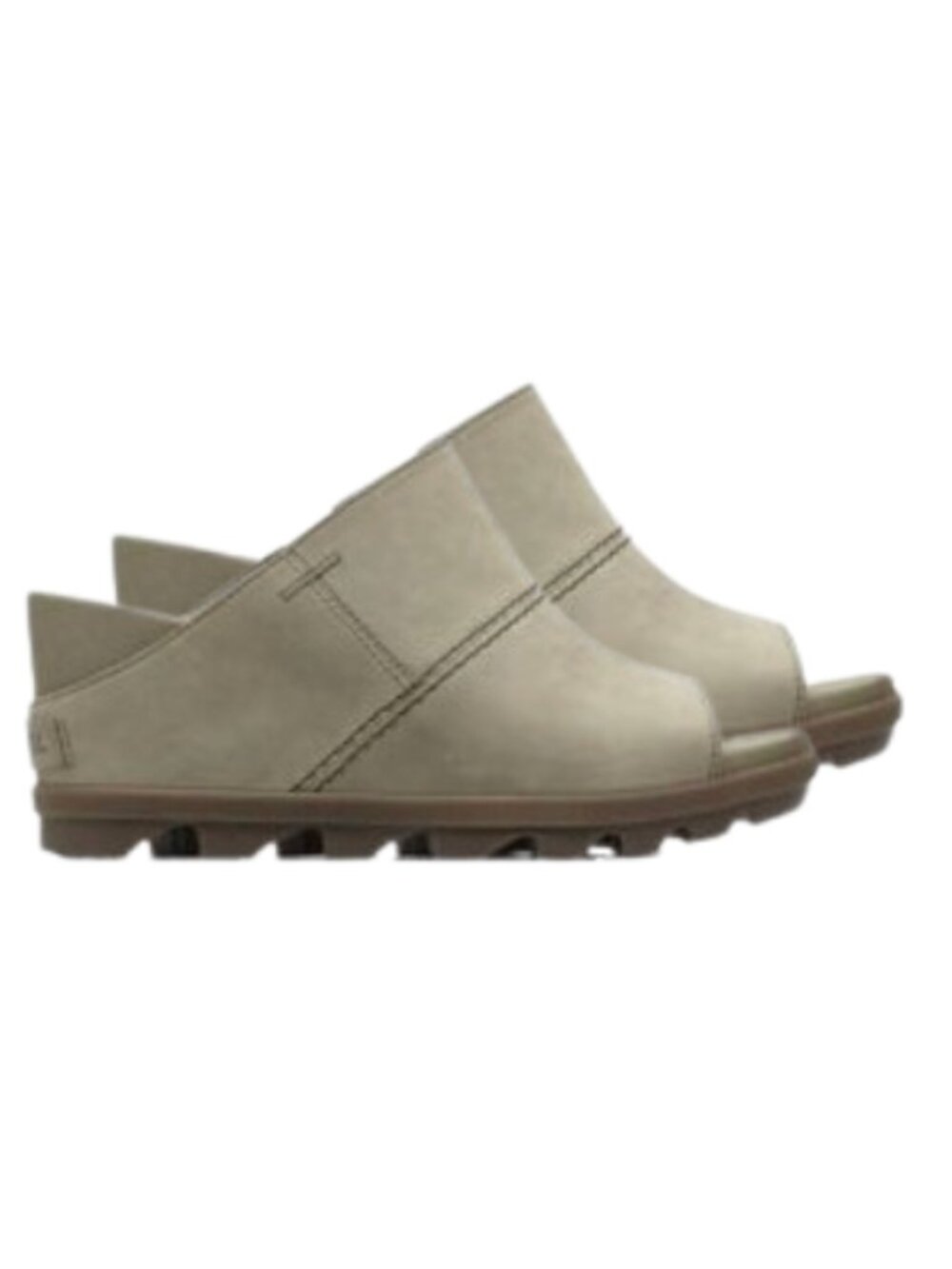 Sorel Joanie Mule II Leather Wedge Sandals – Taupe/Light Gray